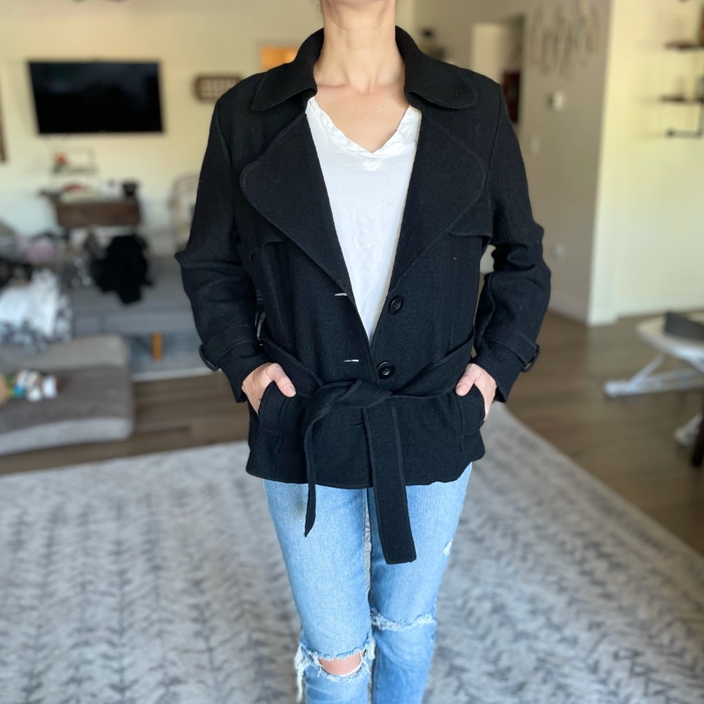 Sandro Paris Wool Belted Pea Coat
